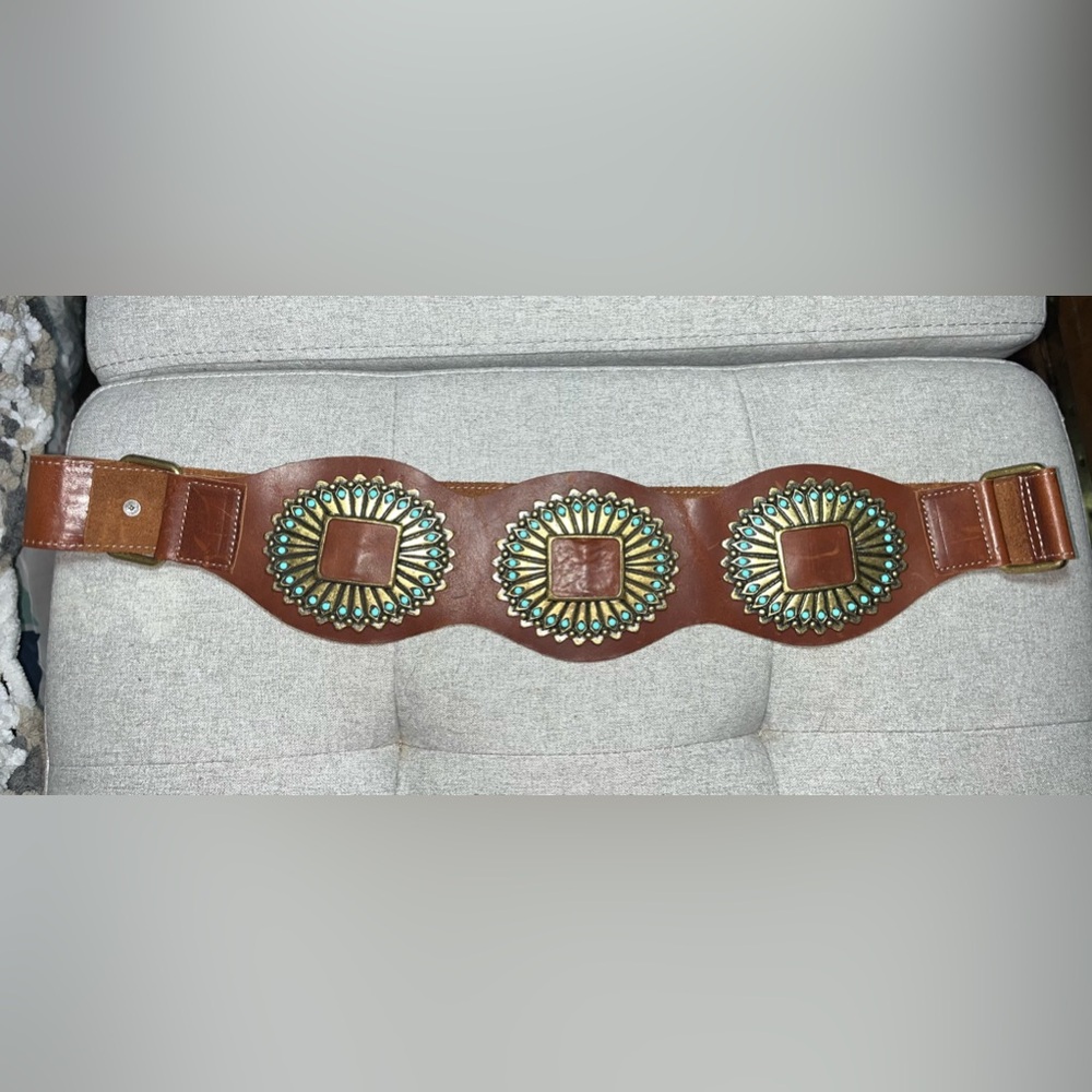 African turquoise leather belt by Leatherock